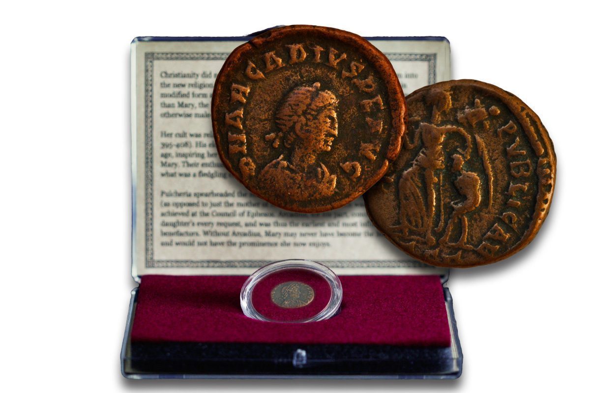 Virgin Mary Coin - a Bronze Coin from the Reign of Emperor Arcadius
